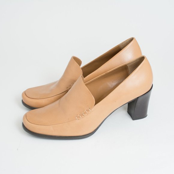 Franco Sarto Shoes - Franco Sarto Nolan Tan Leather Heeled Loafers